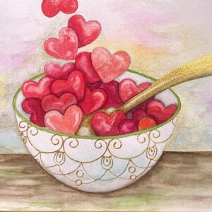 PORTION LIEBE Aquarellgemälde | Herzen | Ernährung