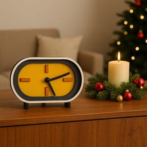 Orologio da tavolo moderno di metà secolo: orologio da tavolo in legno scandinavo