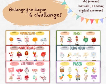 Important days savings challenge for A6 Budget binder. Cash stuffing saving challenge Euro Netherlands. Budget planning A6 Zipper pouch.