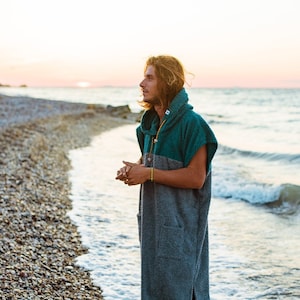 Surf Poncho Long Tropical Green, Poncho, Terry Cloth, Hooded Towel, Bath Towel, Aponcho, Towel, Swimwear