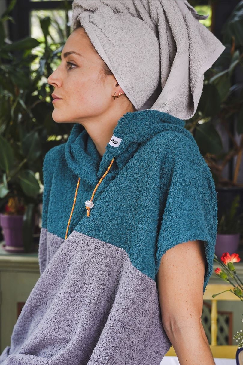 Surf Poncho Long Tropical Green, Poncho, Terry Cloth, Hooded