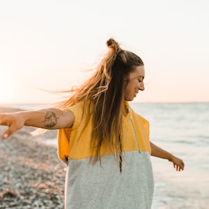 Poncho de surf jaune soleil, poncho, tissu éponge, serviette à capuche, serviette de bain, aponcho, serviette, maillot de bain