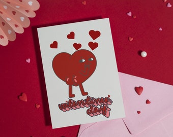 Playful cheeky valentines card, send mischievous Love and Flirty Fun, editable and printable