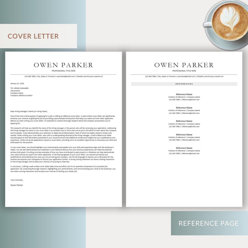 ATS Friendly Resume Template | Professional CV + Cover Letter | Simple ...