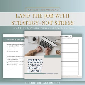 Job Search & Application Tracker PDF | Printable Job Hunting Organizer | Career Planning and Company Research Template for Job Seekers