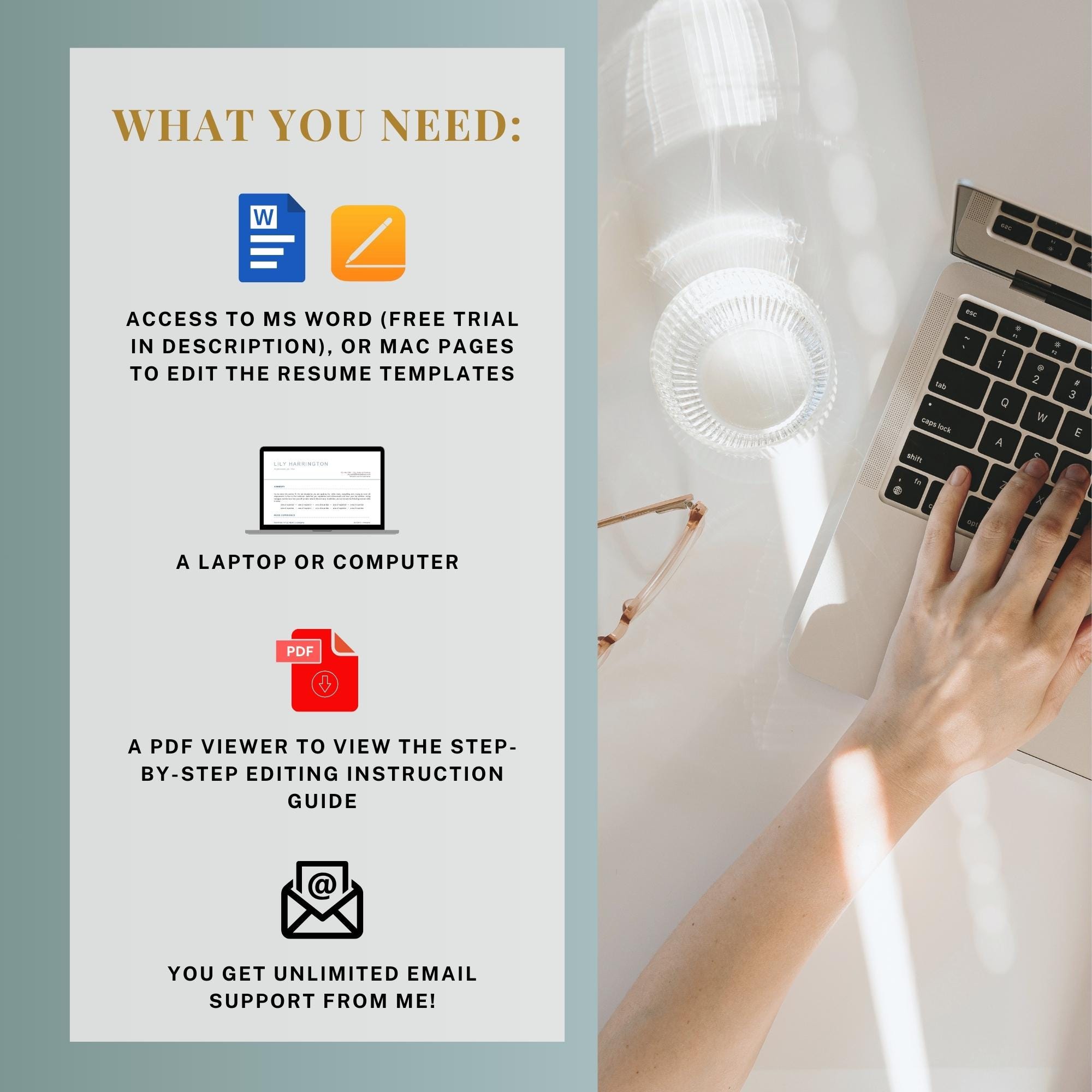 Modern Resume Template and Cover Letter for Word, Google Docs & Pages 1 ...