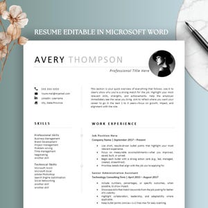 ATS Friendly Resume Template | Professional CV + Cover Letter | Simple Resume Format for Microsoft Word | Modern Job Application Kit, Job