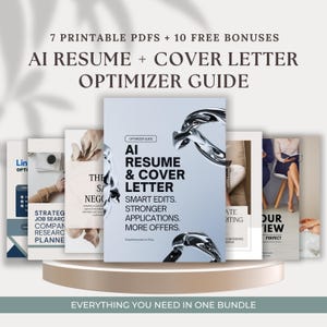 Guía de optimización de currículum y cartas de presentación con inteligencia artificial | Indicaciones y ejemplos de ChatGPT | Solicitud de empleo con inteligencia artificial (PDF) | Paquete Plus de éxito profesional incluido