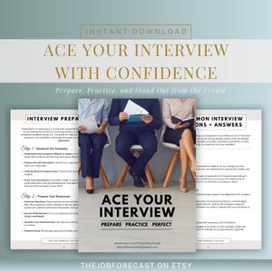 Domine su entrevista: Guía de preparación para entrevistas. Preguntas para entrevistas de trabajo, consejos para entrevistas, plantilla de preparación para entrevistas, planificador de entrevistas.