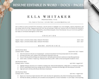 ATS Friendly Resume Template Professional CV for Google Docs Canva ...