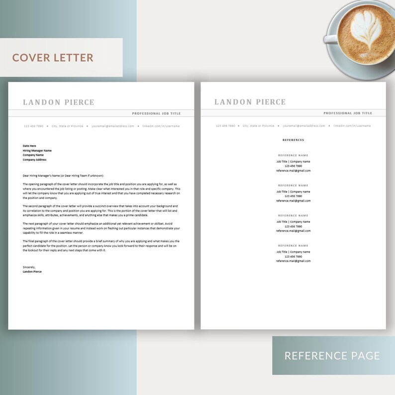 Modern Resume Template and Cover Letter for Word, Google Docs & Pages 1 ...