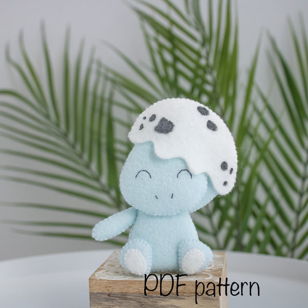 Dinosaur  felt PDF pattern, Dino toy sewing tutorial, Felt Dino ornament