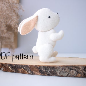 Rabbit PDF pattern, Woodland animal PDF pattern, Forest animals sewing tutorial, PDF sewing for felt toy, Woodland felt ornament