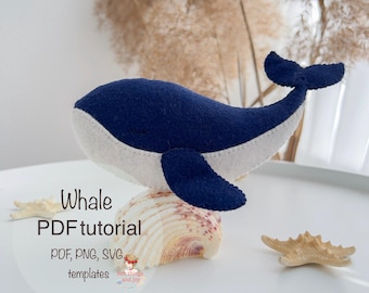 手作りのクジラのぬいぐるみ - 海の子供部屋の装飾 - かわいい海を
