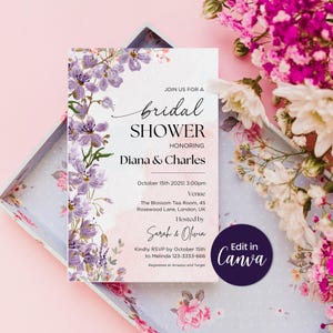 Love in Bloom Bridal Shower Invitation | Floral Bridal Shower Invite | Elegant Bridal Shower Template | Printable Bridal Shower invitation.