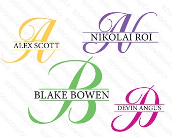 Split Monogram Alphabet SVG, DXF, PNG, Editable Logo (Digital Download)