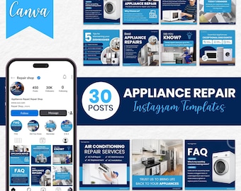 Appliance Repair Instagram Post Templates, Editable Social Media (Digital Download)