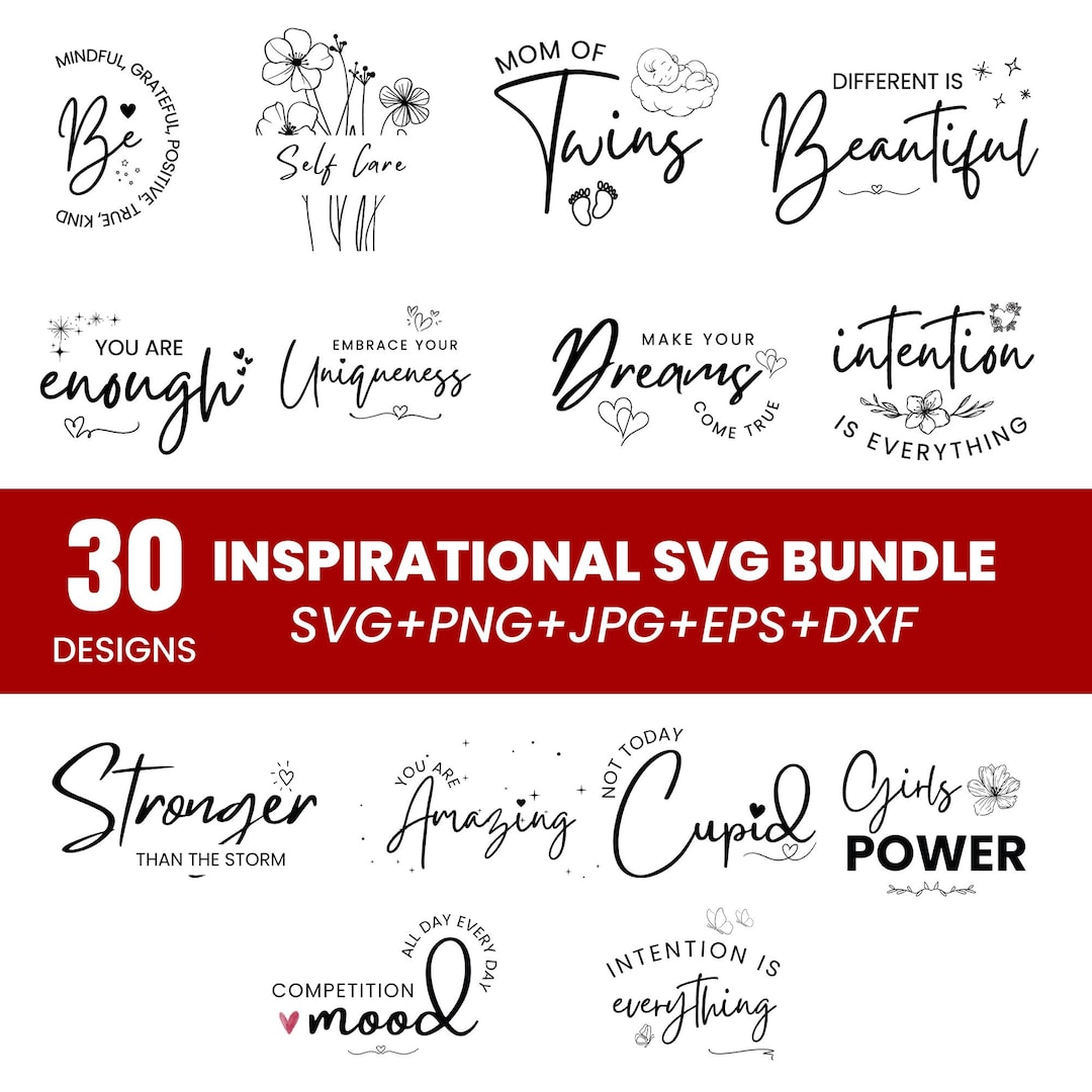 Inspirational Quotes SVG Bundle | Positive Affirmations, DIY Crafts ...