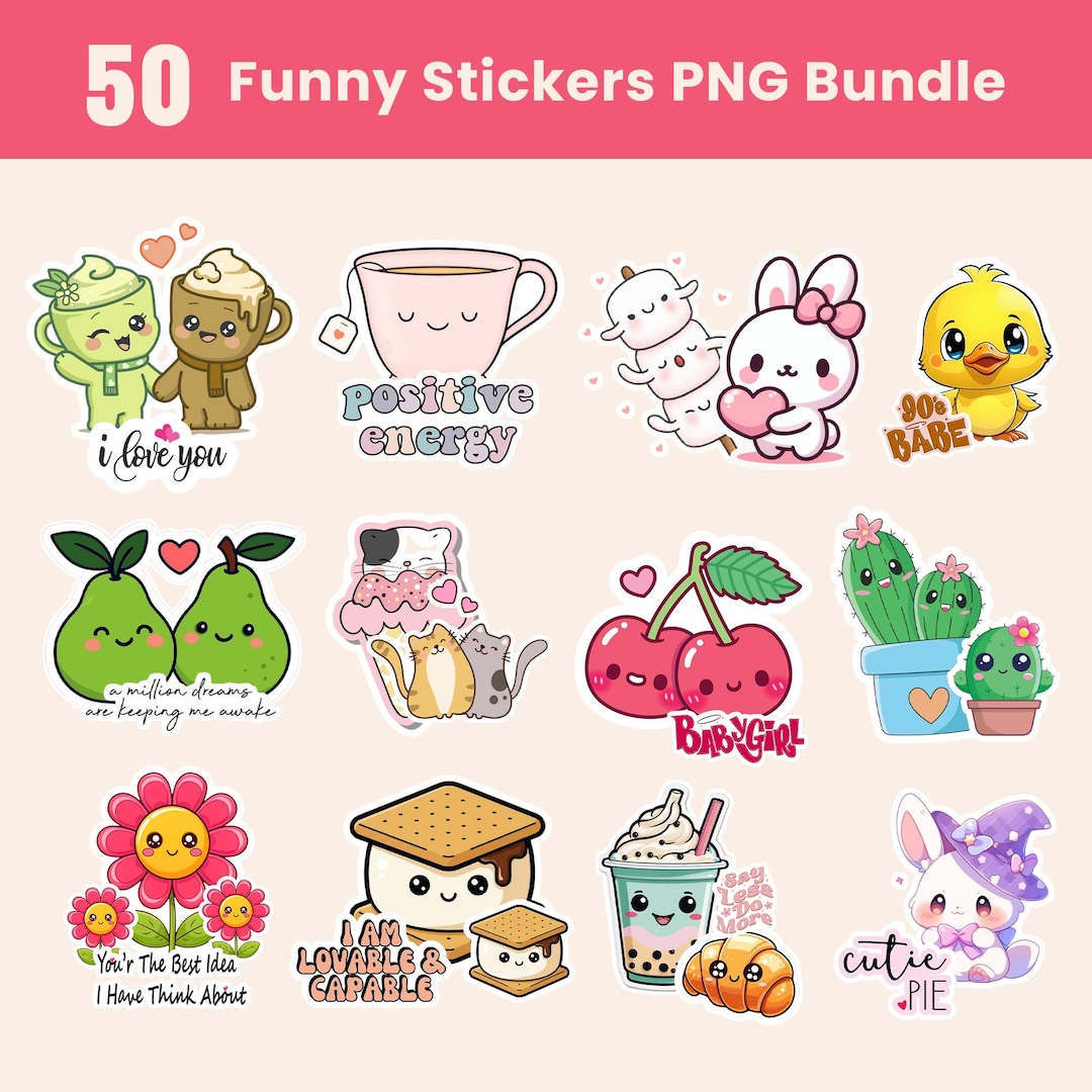 Funny Sticker PNG PNG Bundle | Digital Planner Clipart| Funny Jokes ...