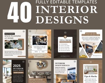 Interior Design IG Post Templates, Canva Editable (Digital Download)