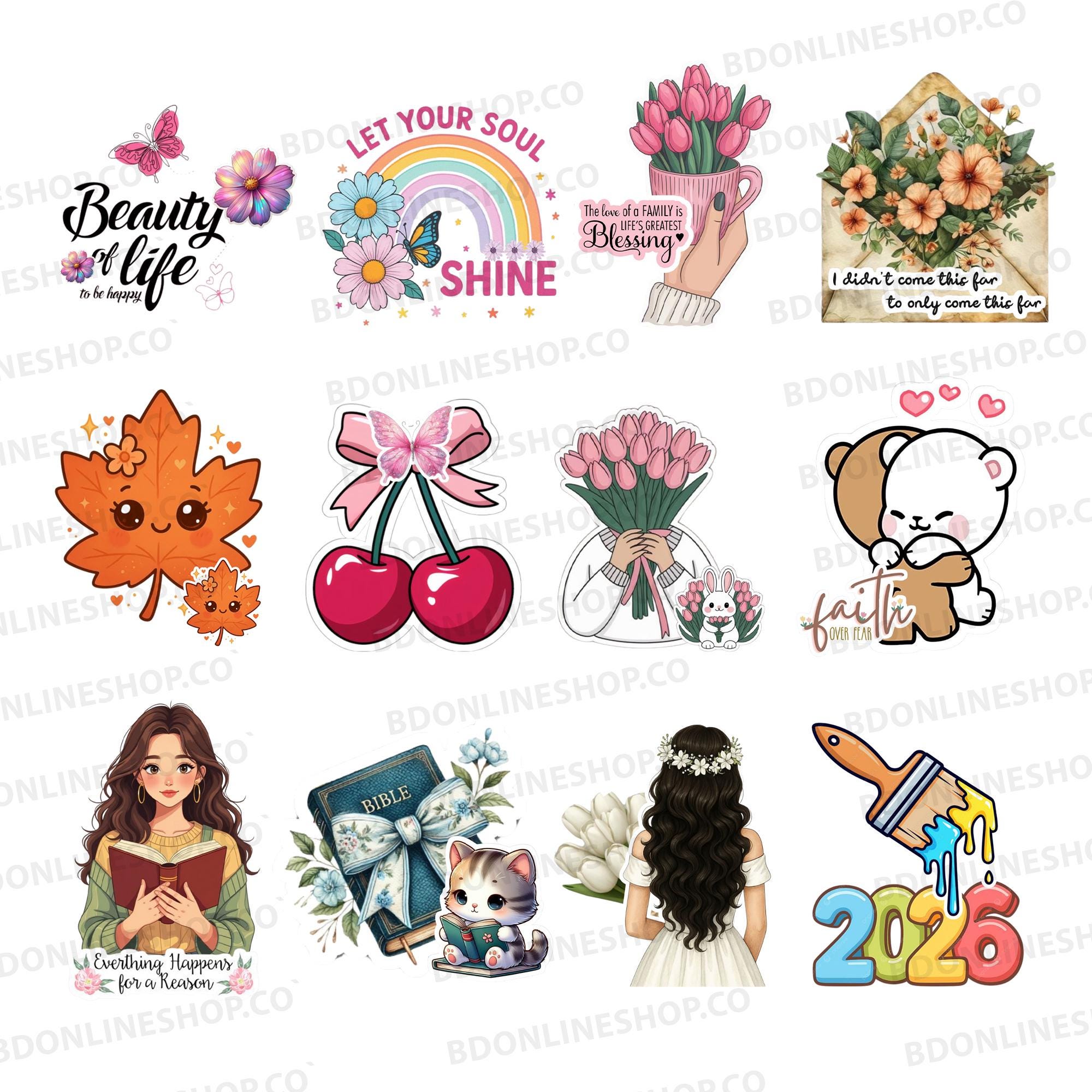 Floral Inspirational Sticker Bundle | PNG Stickers (digital Download - Etsy