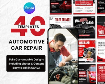 Automotive Car Repair Canva Post Templates, Social Media Marketing (Digital Download)