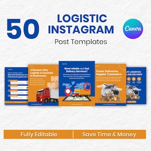 Logistic truck shipping, Logistics & Freight Social Media Templates, Editable Canva Templates, Logistic templates, Instant digital Download.