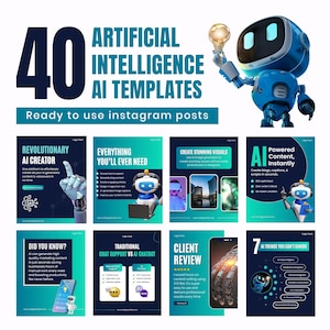 Artificial intelligence Templates | Chatbot &  Image Generator Content | Editable AI post for Instagram | Social Media Canva Templates.