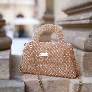 Bolso de cristal, Bolso de cuentas, Bolso de mano de cuentas, Bolso hecho a mano, Hecho a mano, De cuentas, Kabelka de cristal