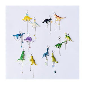 Dinosaur Earrings, Funny Mismatched Earrings, Quirky Funky Jewelry, Silly Novelty Earrings,  Whimsical Fantasy Gift