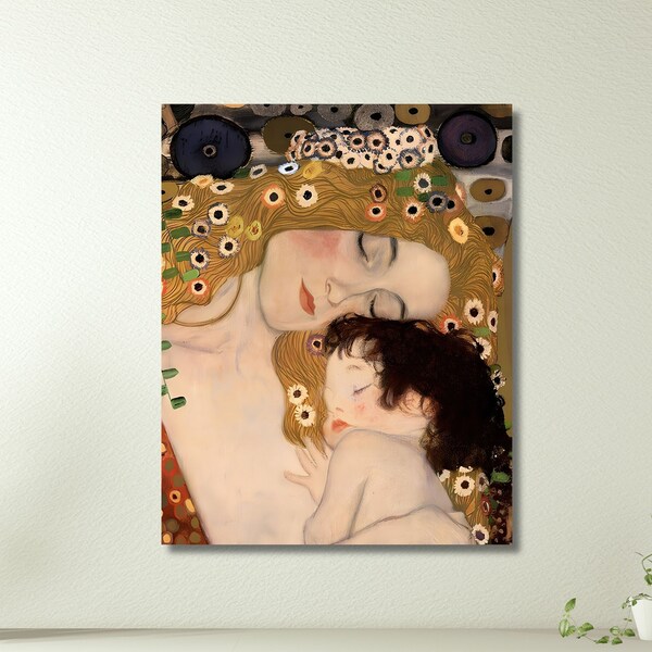 gustav klimt art mère et enfant, l’art mural en toile mère et enfant, art mural en toile gustav klimt, art imprimé gustav klimt, décoration intérieure 2