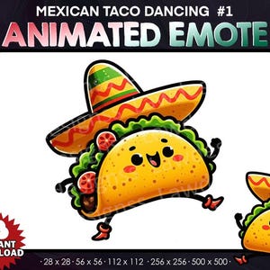Animated Mexican Taco dancing- Twitch, Youtube, Discord | Mexican Taco | Taco dance Twitch Emotes for Streaming, funny taco