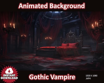 Gothic Vampire Animated Stream Background: Looped Vtuber Screen (MP4)