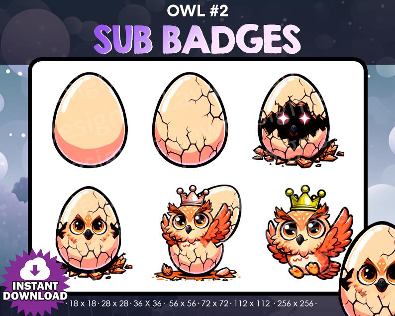 9 sub badges Owl Emotes Bundle Pack - Twitch, Youtube, Discord | Owl | Cute Twitch Emotes for Stream