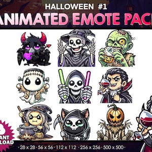 9 Animated Halloween inspired Emotes Bundle Pack - Twitch, Youtube, Discord | Halloween | Spooky Scary Horror Twitch Emotes for Streaming