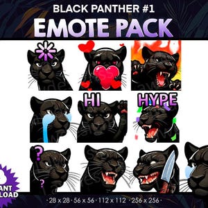 Black Panther Emotes Bundle – Twitch, YouTube, Discord (Digital Download)