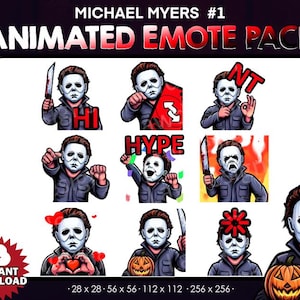 9 Animated Michael Myers Emotes Bundle Pack - Twitch, Youtube, Discord | Horror Emotes| Spooky Scary Twitch Emotes for Streaming |DBD Emotes