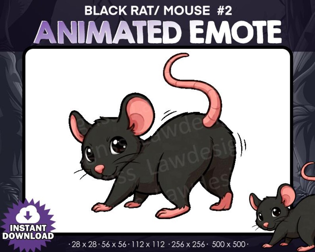 Mouse Rapping Animated Black Rat/mouse Animated Twerk Emote - Twitch, Youtube, Discord ...