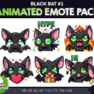 Animated Black Bat Twitch Emotes for Streaming - Youtube Emotes Discord Stickers
