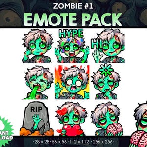 9 Zombie Emotes Bundle Pack - Twitch, Youtube, Discord | Zombie | Zombie Twitch Emotes for Streaming, cute zombie pack