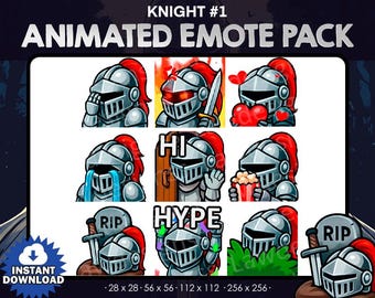 Animated Knight Emotes: Twitch/Discord Stream Pack (Digital Download .GIFs)