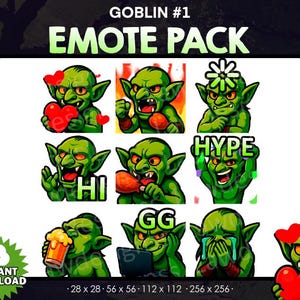 9 Goblin Emotes, Goblin Troll Emote, Troll Stream Pack, Emotes für Twitch, Discord, Goblins