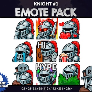 9 Knight Emotes, knight emote,  cute knight stream pack, emotes for twitch, discord, Emotes for Twitch, discord