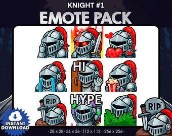 Cute Knight Emotes Pack for Twitch, Discord (Digital Download)