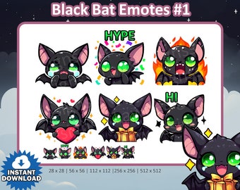 Emotes de Twitch de Black Bat para transmisión - Youtube Emotes Discord Stickers