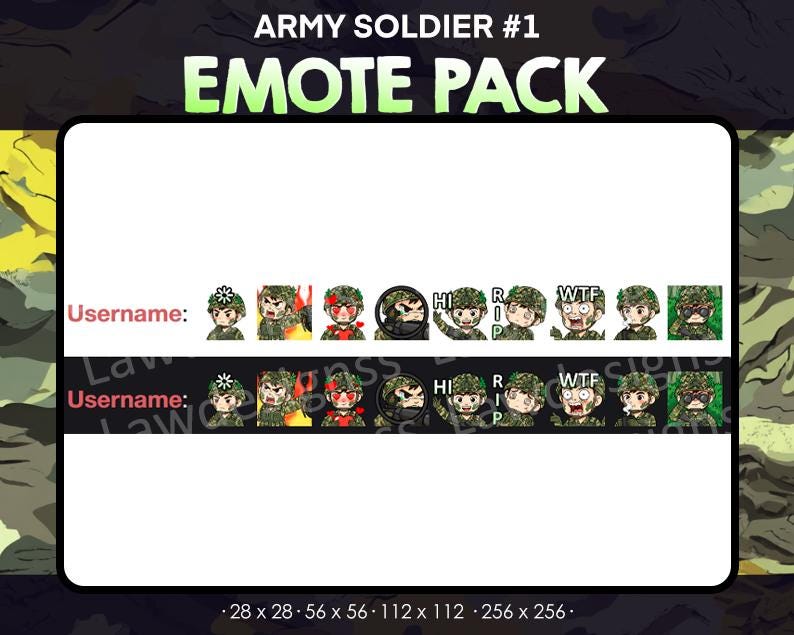 Army Soldier Emotes Bundle: Twitch, Youtube, Discord (digital Download ...
