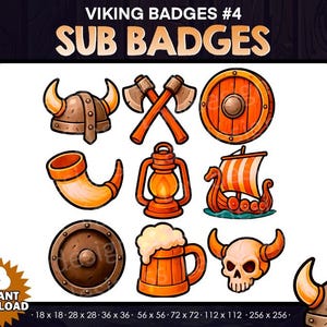 Viking Sub-märken – Twitch, YouTube, Discord-emotes (digital nedladdning)