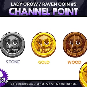 3 Lady Crow Raven Channel Point Coin Bundle Pack -Twitch, Youtube, Discord Killers Spooky Scary Twitch Emotes for Streaming, cute crows pack