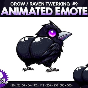 Raven/kråkan twerking - animerad emote-dans - Twitch, Youtube, Discord | Killers | Läskiga Twitch-emotes för streaming, rolig twerking