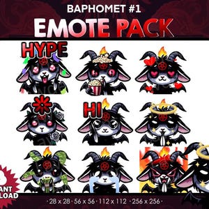 9  Baphomet Emotes, Dark Aesthetic Decor  Halloween emotes, cute baphomet stream pack, emotes for twitch, discord, baphomet icon emojis